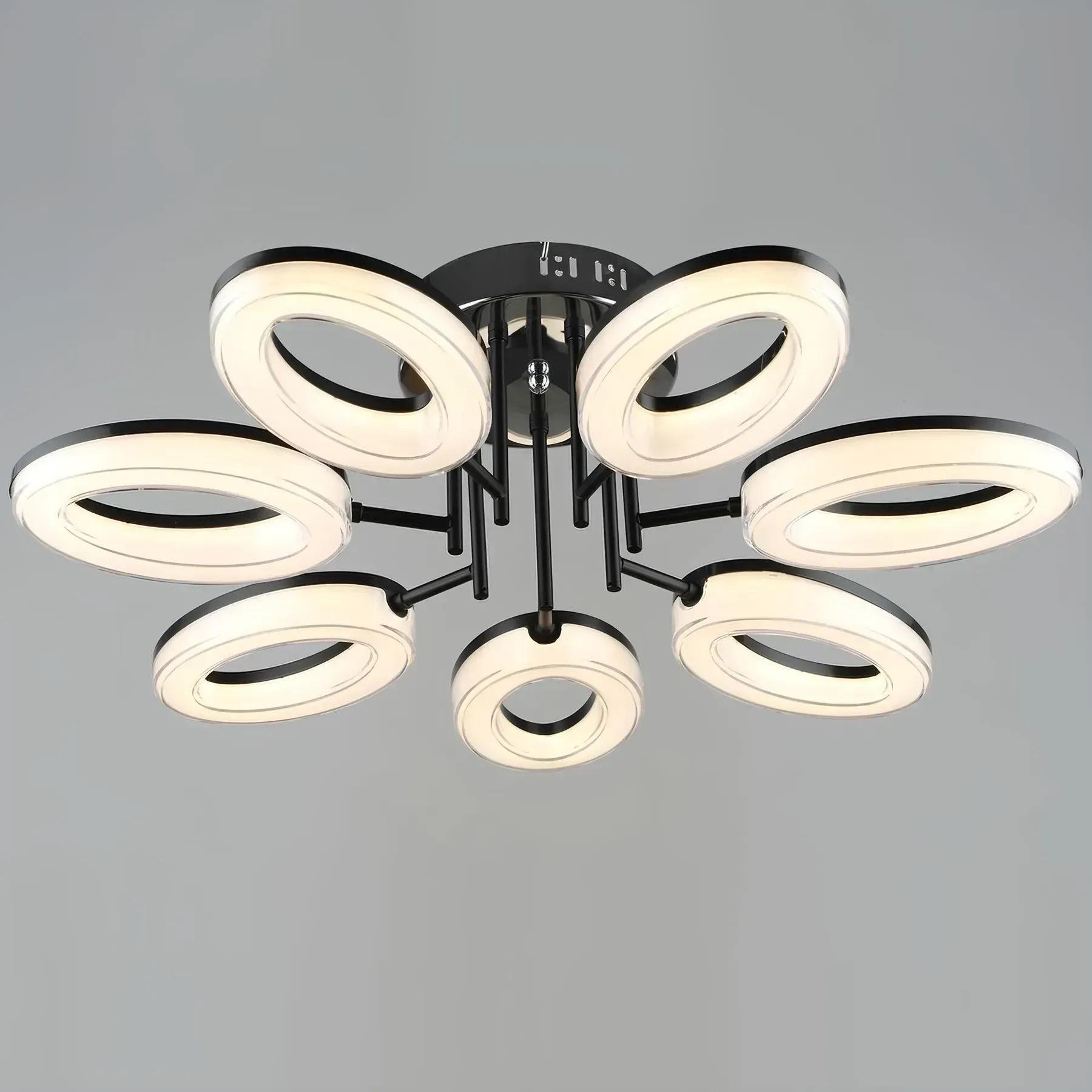 LED-люстра стельова Sirius 49W з овальними плафонами 3000/6500К IP20 B YH1100/7 Чорний/Хром (28687030)