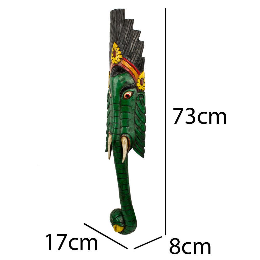 Маска інтер'єрна настінна Ганеша цілісний масив дерева 730x170x80 мм Зелений (27808) - фото 2