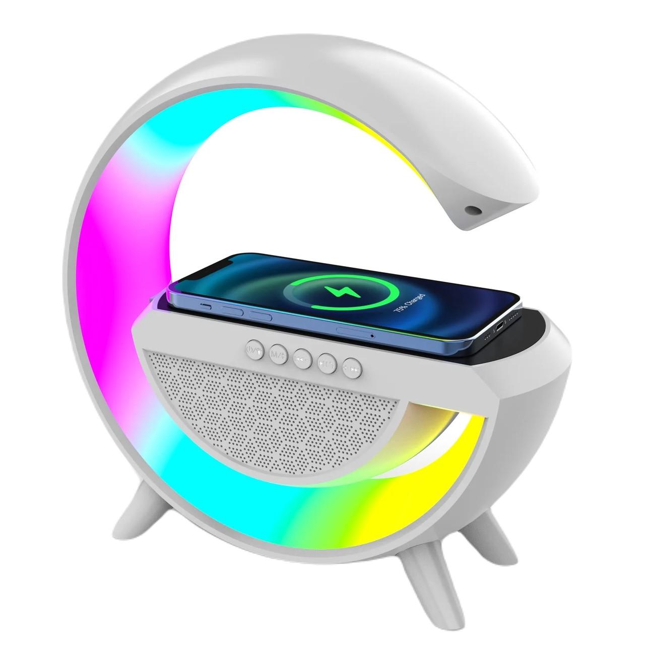 Настільна смарт-лампа G-Smart Light BT2301 RGB з бездротовою зарядкою та Bluetooth колонкою 10 W White (2018974266) - фото 2