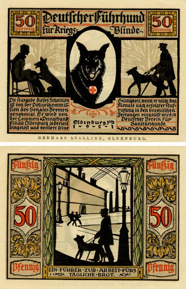 Коллекционная банкнота Германия Нотгельд 50 пфеннигов 1921 F-VF Ольденбург Разновидность 4 (Б18830)