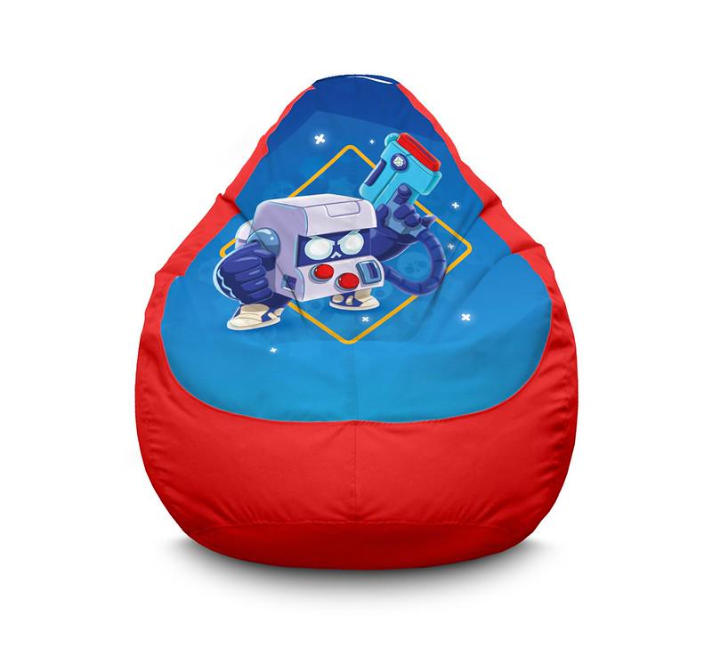 Кресло мешок iPuff Brawl Stars. 8-bit Оксфорд XXXL 100х135 см Красный