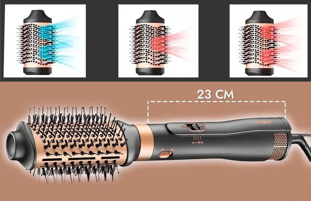 Фен щітка для укладання та завивки волосся + 6 насадок, 1000Вт, VGR V-491 (L) - фото 3 Фен щітка для укладання та завивки волосся + 6 насадок, 1000Вт, VGR V-491 (L) - фото 3