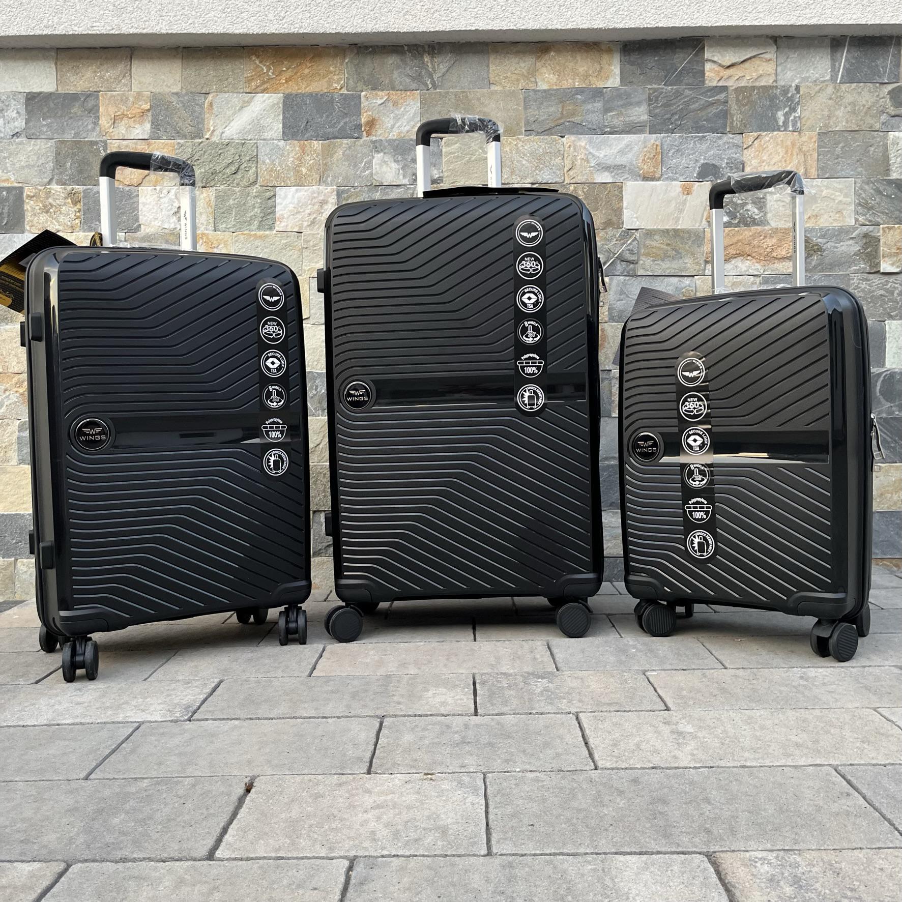 Чемодан дорожный большой из полипропилена Wings DQ181-04 L Черный - фото 8