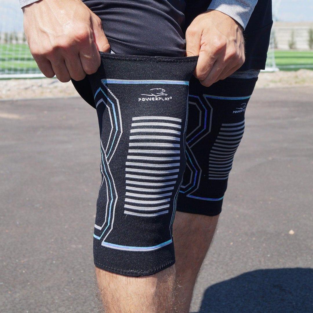 Наколенники спортивные PowerPlay PP-4099 Knee Support пара Черный/Синий L/XL (A-013256) - фото 3