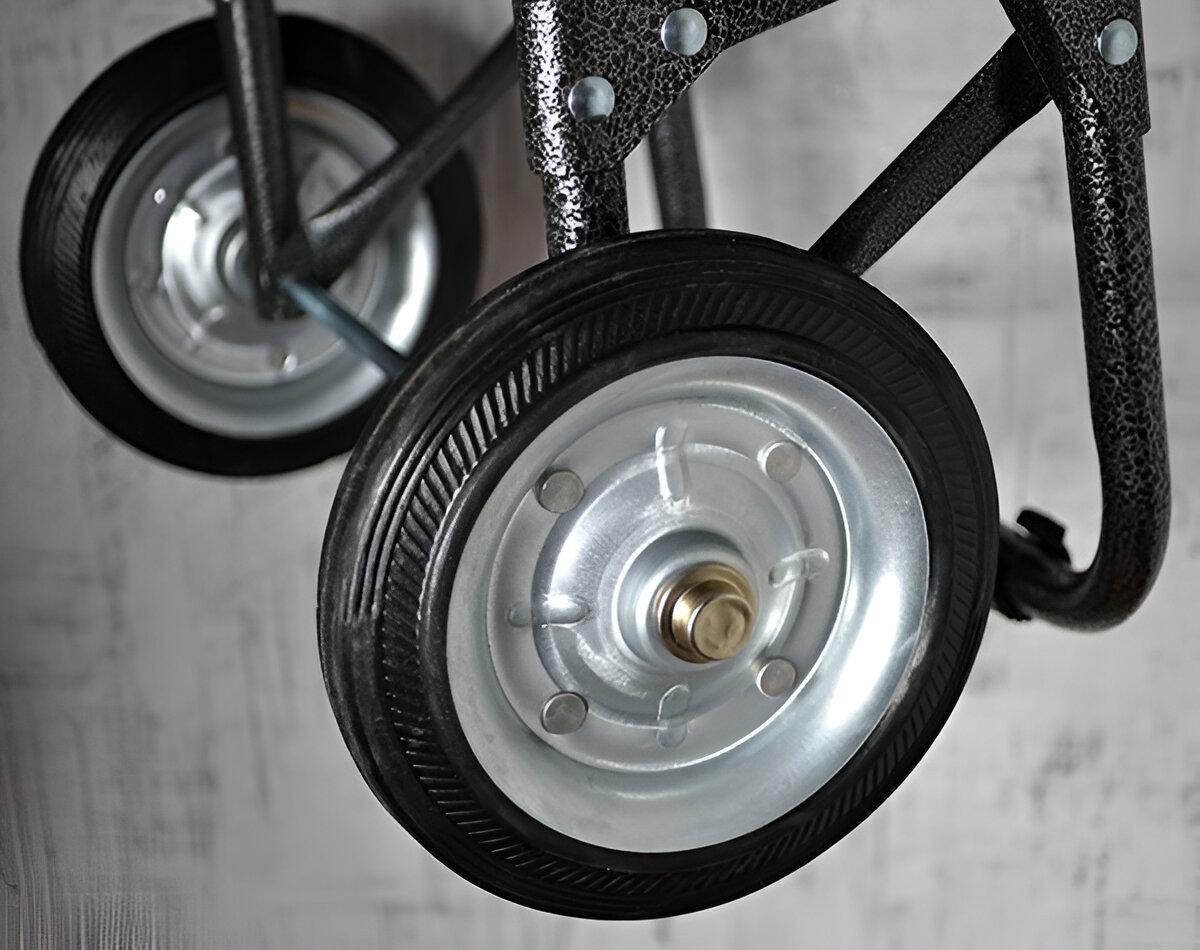 Візок для покупок на металевих колесах в клітинку 95x35x30 см Чорний (2205) - фото 3