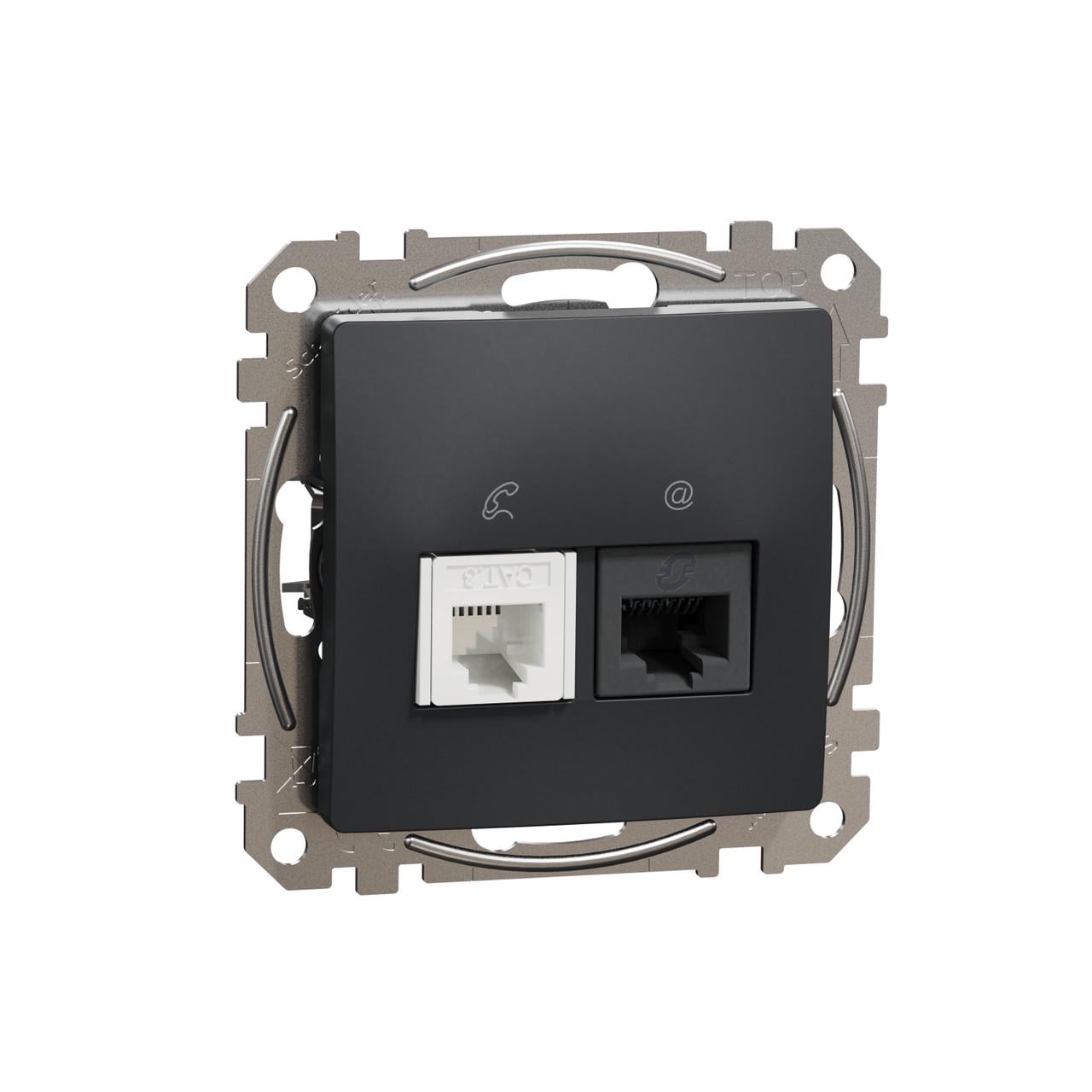 Розетка Schneider Electric Sedna Design&Elements 6UTP ABS-UV RJ45/RJ11 73х73х37 мм Черный (SDD114468)