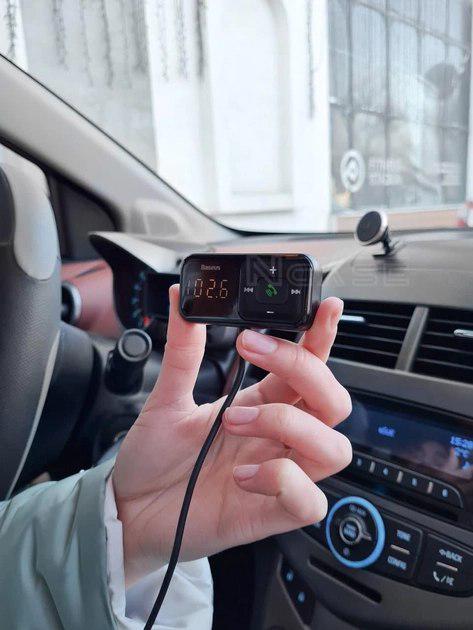 Зарядний пристрій автомобільний Baseus T-Typed S16 2USB із Bluetooth FM-передавачем Black (CCTM-E01) - фото 7