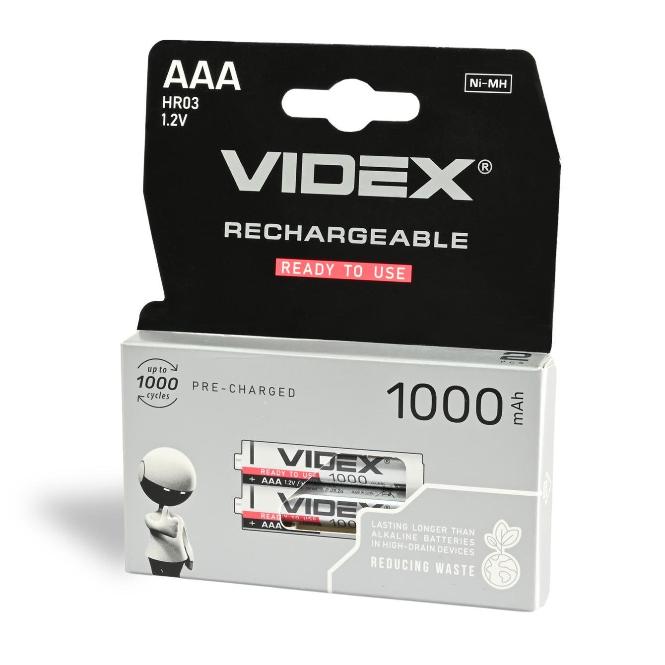 Аккумуляторы Videx HR03/AAA 1000 mAh 2 шт. (HR03/1000/2DB)