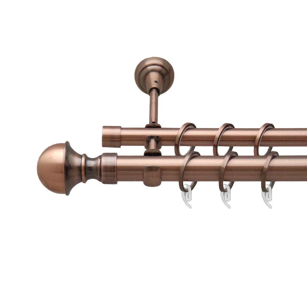 Карниз металлический Orvit Бостон двухрядный открытый/гладкая труба/кольцо фасонное металлическое Медь 25/16 мм 300 см (6948871)