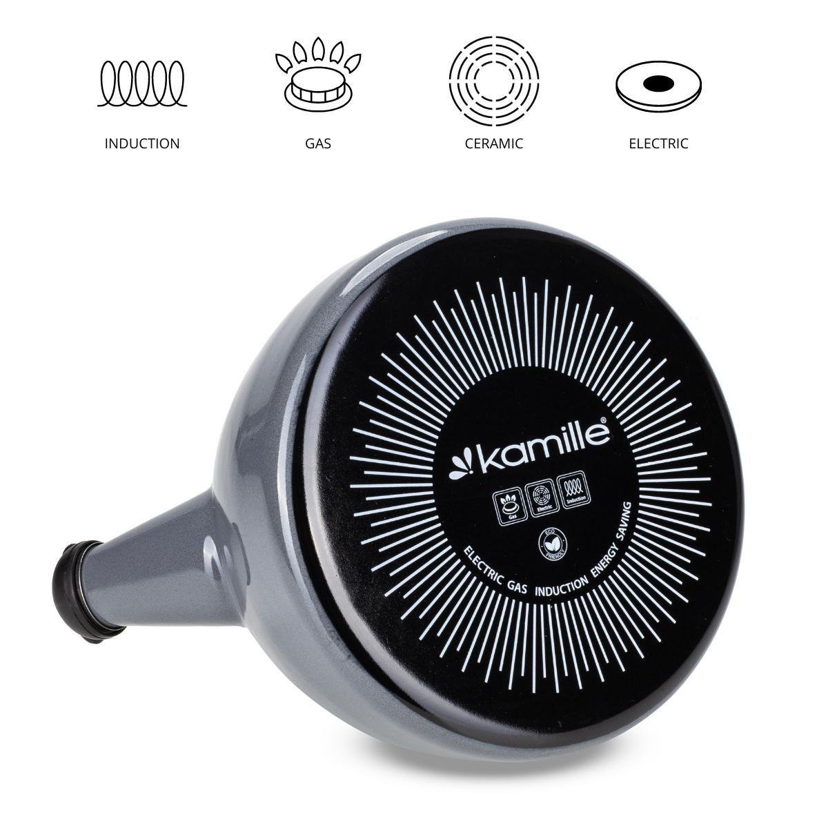 Чайник зі свистком Kamille KM-1040С із емальованої сталі 2,5 л Сірий (150-84-1040С) - фото 5 Чайник зі свистком Kamille KM-1040С із емальованої сталі 2,5 л Сірий (150-84-1040С) - фото 5