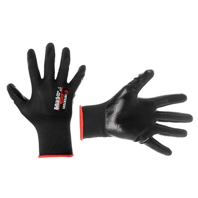 Рукавиці робочі Intertool SP-0187 STORM трикотажні синтетичні з гладким нітриловим покриттям р. 9 (SP-0187)