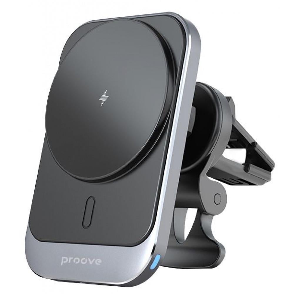 Автотримач з бездротовою зарядкою Proove Square Magnetic Pro 15 W Metal Gray
