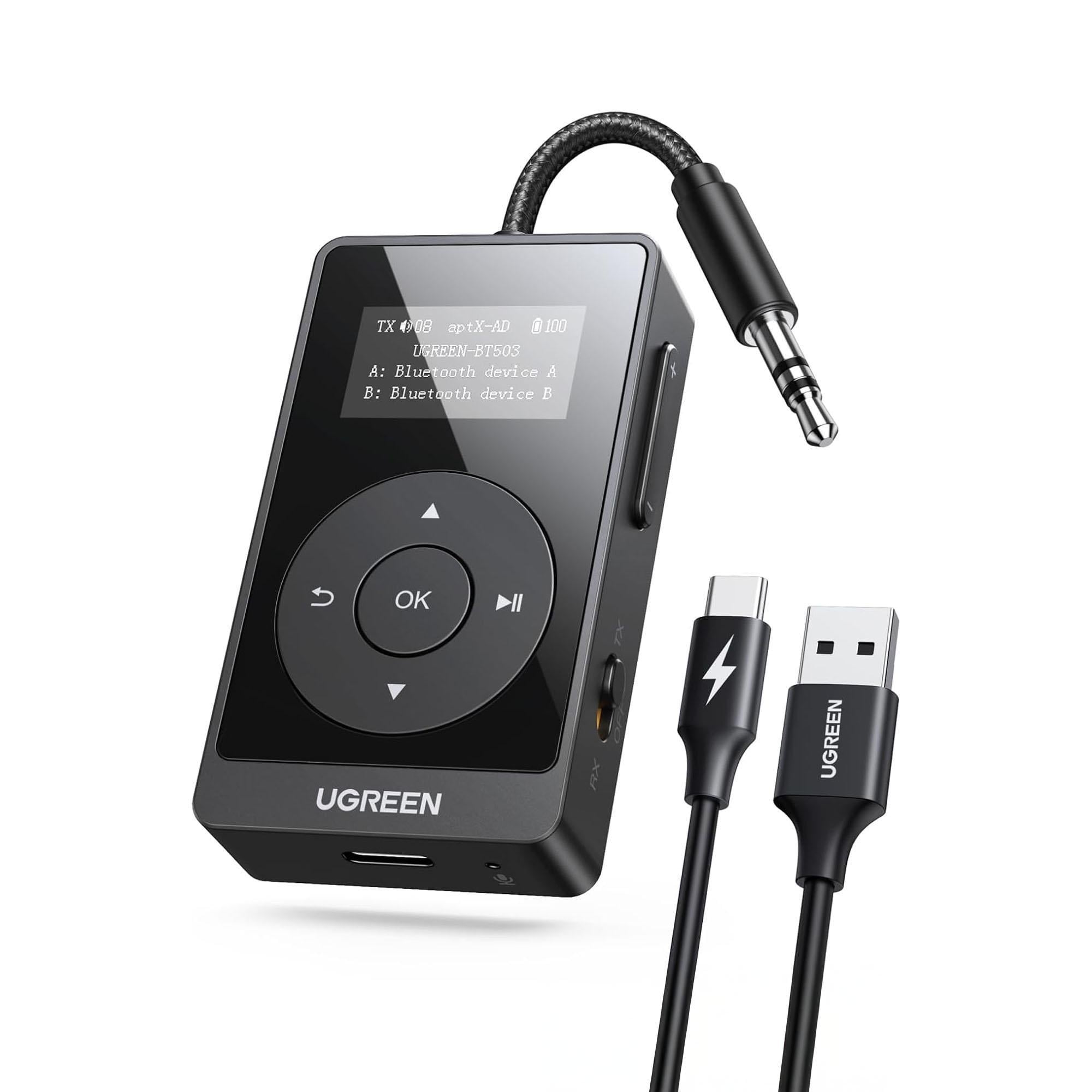 Bluetooth-адаптер приемник-передатчик UGREEN BT503 3,5 мм Bluetooth 5.3/LCD Черный (45492)