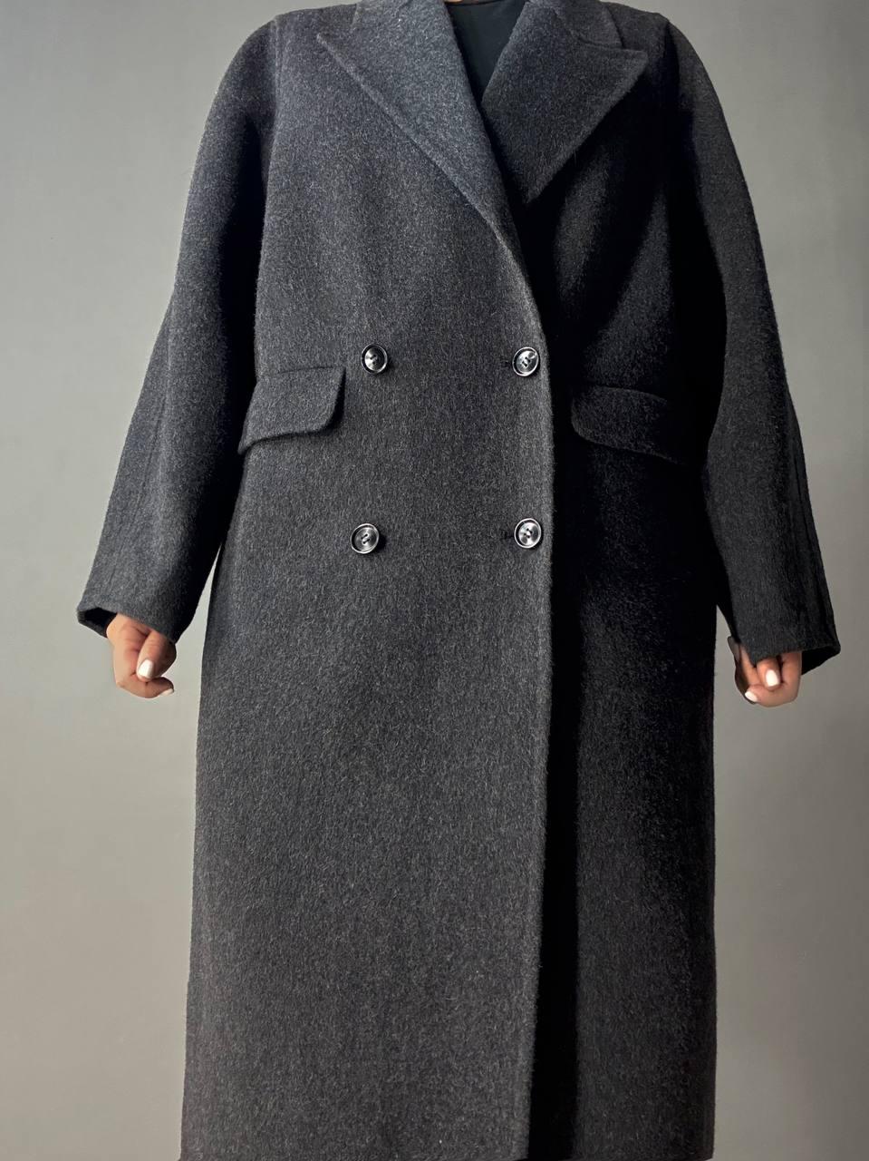 Пальто женское LADY YEP 85098 длинное оверсайз шерстяное двубортное S Темно-серый (5119) - фото 6 Пальто женское LADY YEP 85098 длинное оверсайз шерстяное двубортное S Темно-серый (5119) - фото 6
