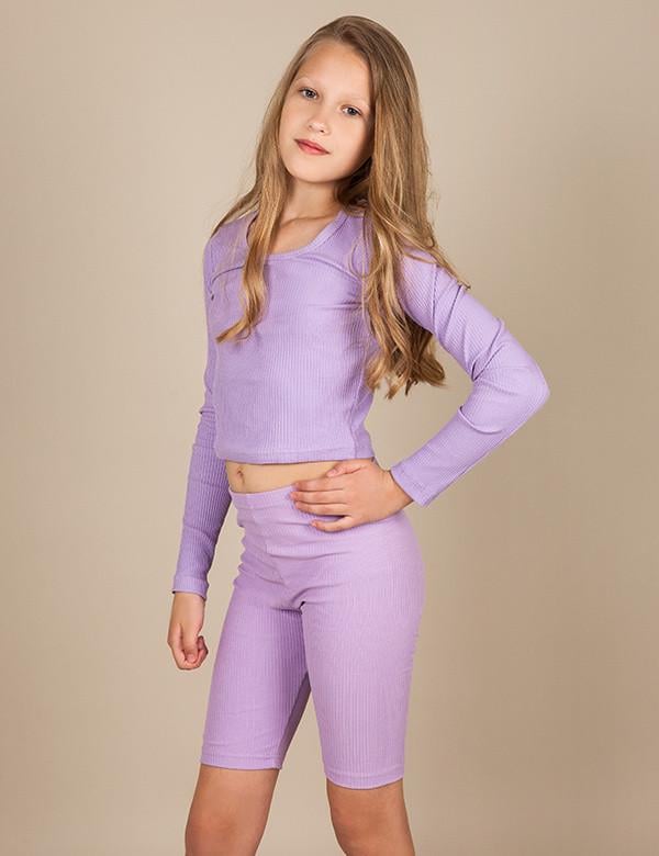 Лонгслив укороченный детский для девочки GABBI 128/134 см Сиреневый (12874)