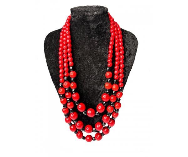 Ожерелье тройное нарастающее с черным мелким