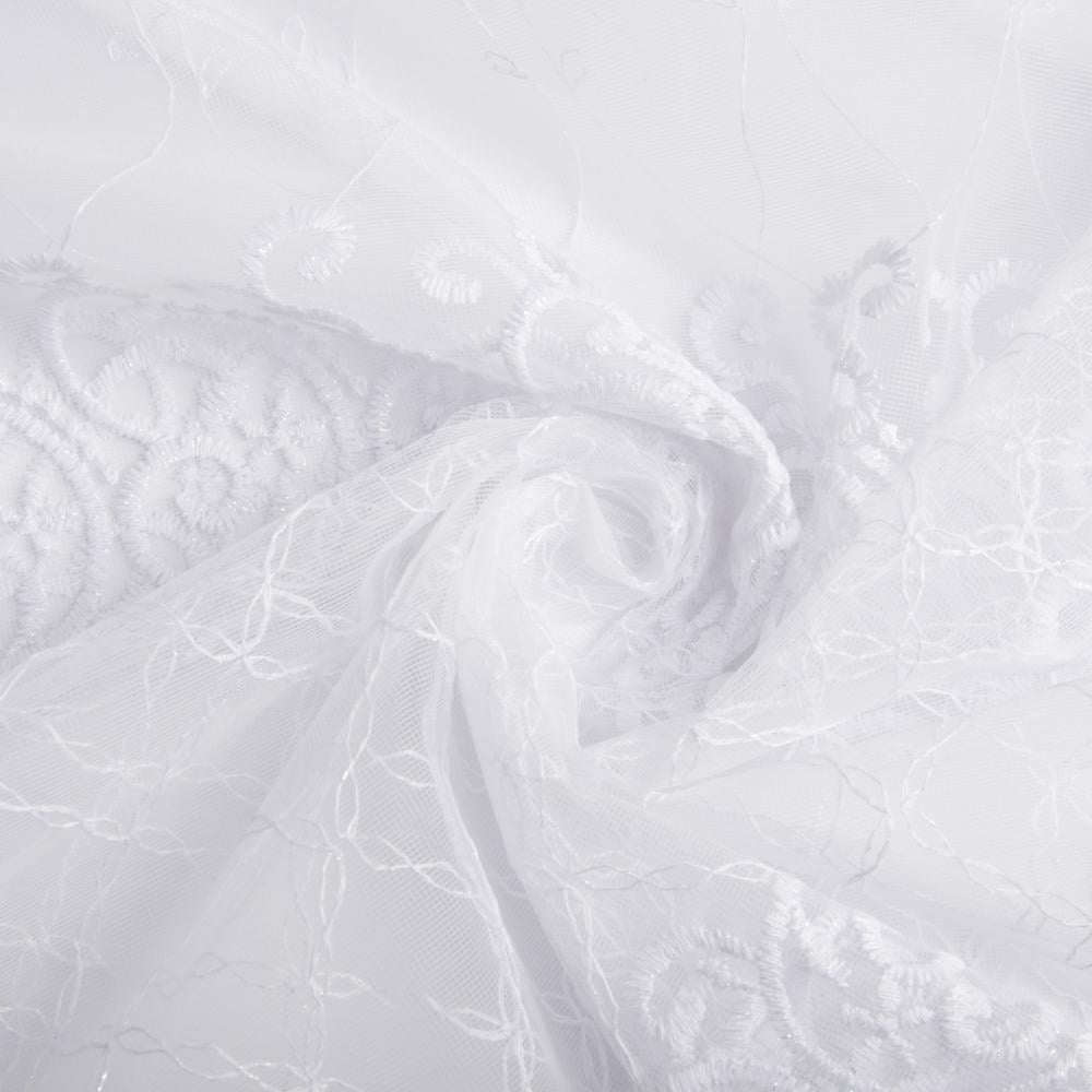 Тюль сетка с вышивкой V-010 Белый (22641)