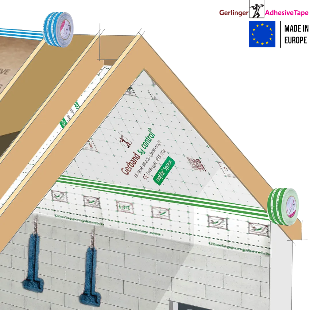 Лента клейкая пароизоляционная Gerband 586 60 мм x 25 м Зеленый (391027) - фото 9