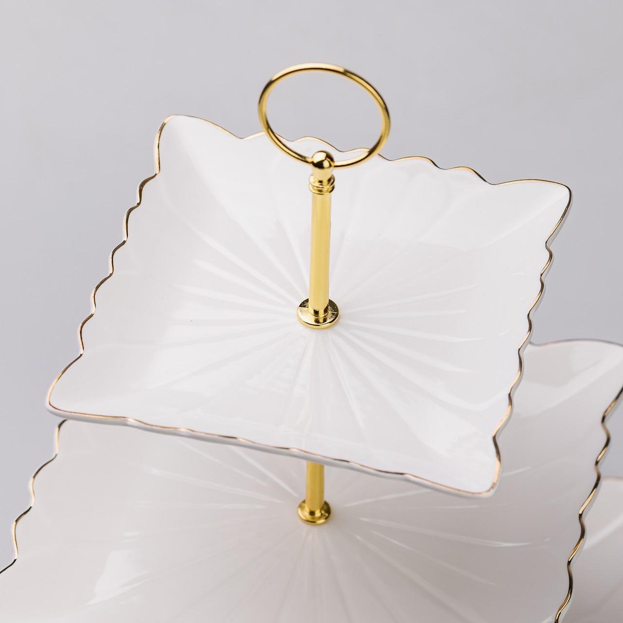 Етажерка для фруктів та десертів 3-ярусна квадратна Білий - фото 5 Етажерка для фруктів та десертів 3-ярусна квадратна Білий - фото 5