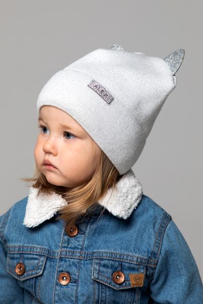 Шапка детская для девочек Гламур D761 флис 44-48 см Белый