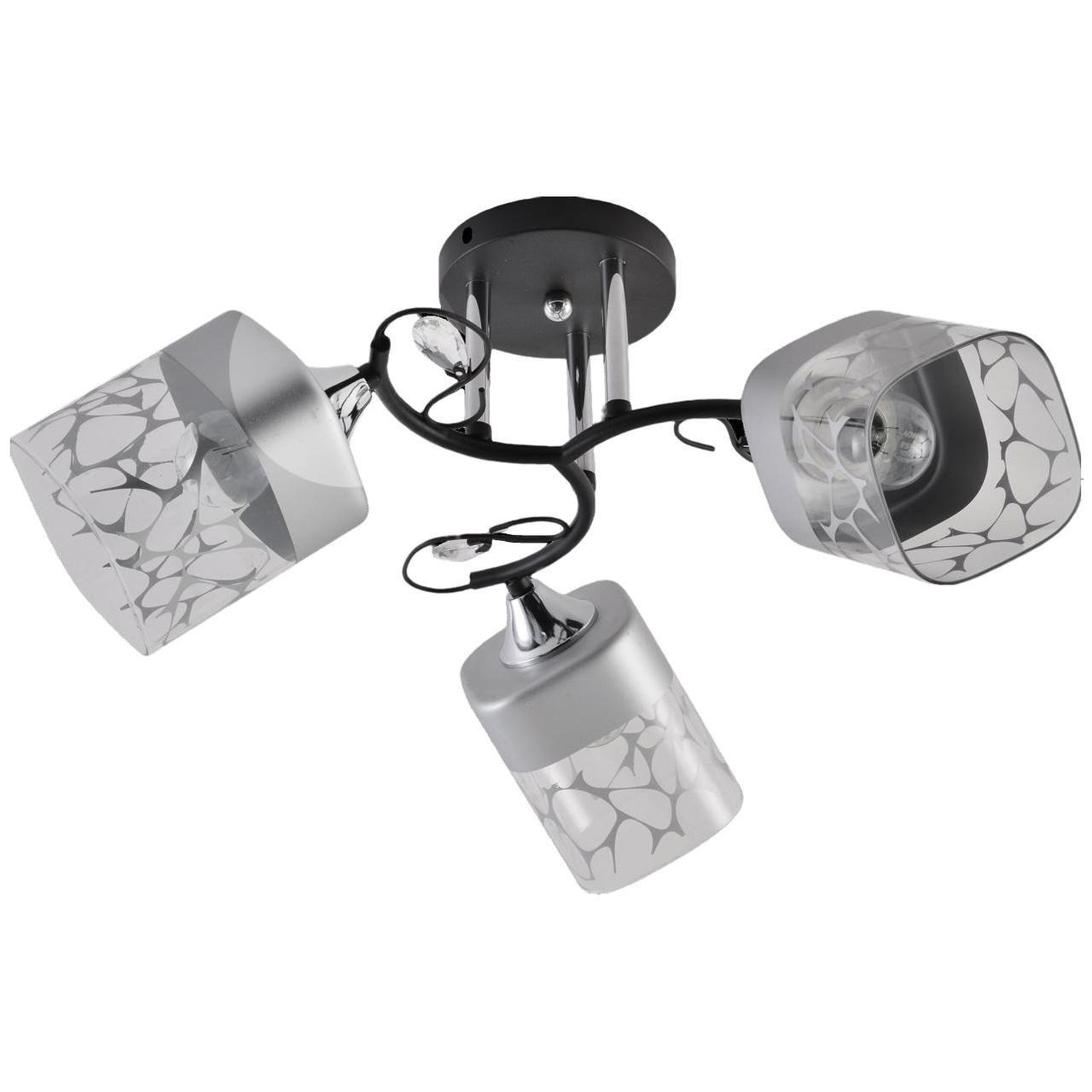 Люстра на 3 плафона Valeso V XA1517B/3 BK+CR Чорний/Срібний