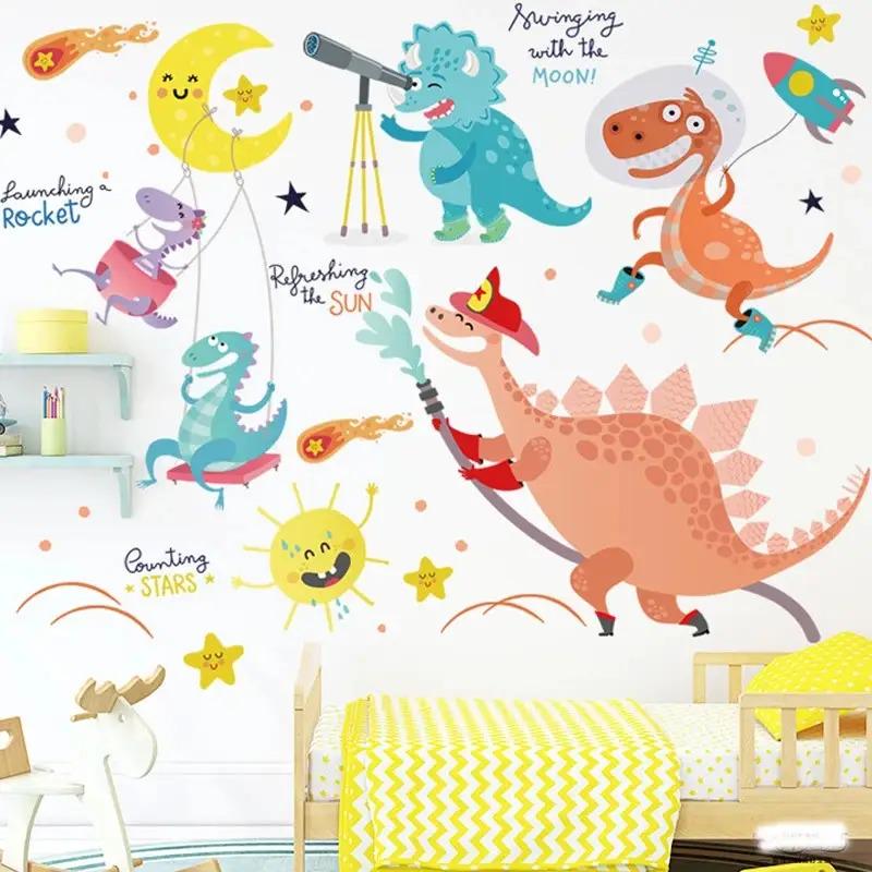 Набір вінілових наліпок Веселі динозаври в дитячу кімнату на стіну для хлопчиків і дівчаток 30х90 см Набір вінілових наліпок Веселі динозаври в дитячу кімнату на стіну для хлопчиків і дівчаток 30х90 см