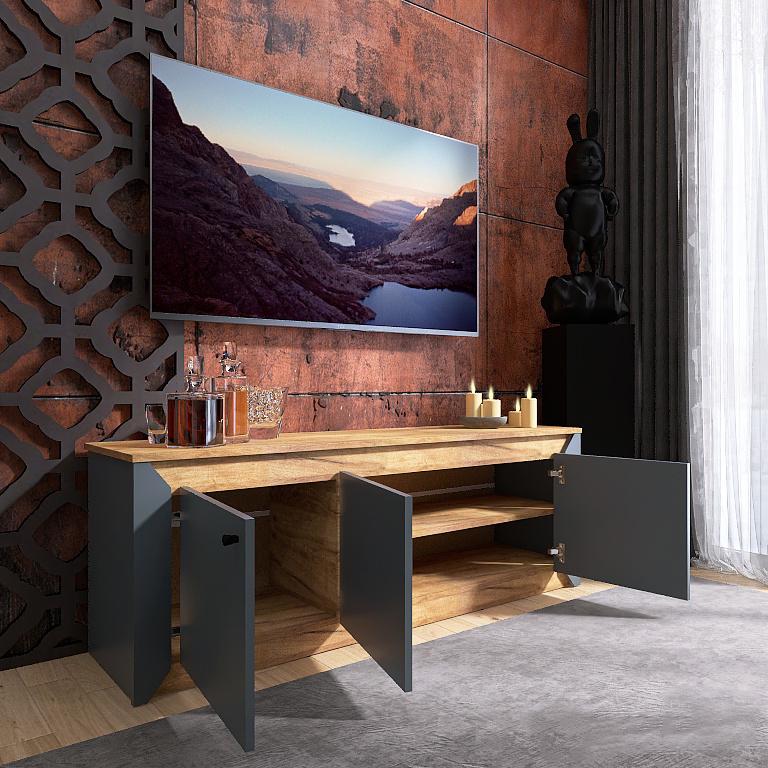 Тумба под телевизор Эверест Нордик ТВ-1500х378х530 мм Графитовый (DTM-5542) - фото 6 Тумба под телевизор Эверест Нордик ТВ-1500х378х530 мм Графитовый (DTM-5542) - фото 6