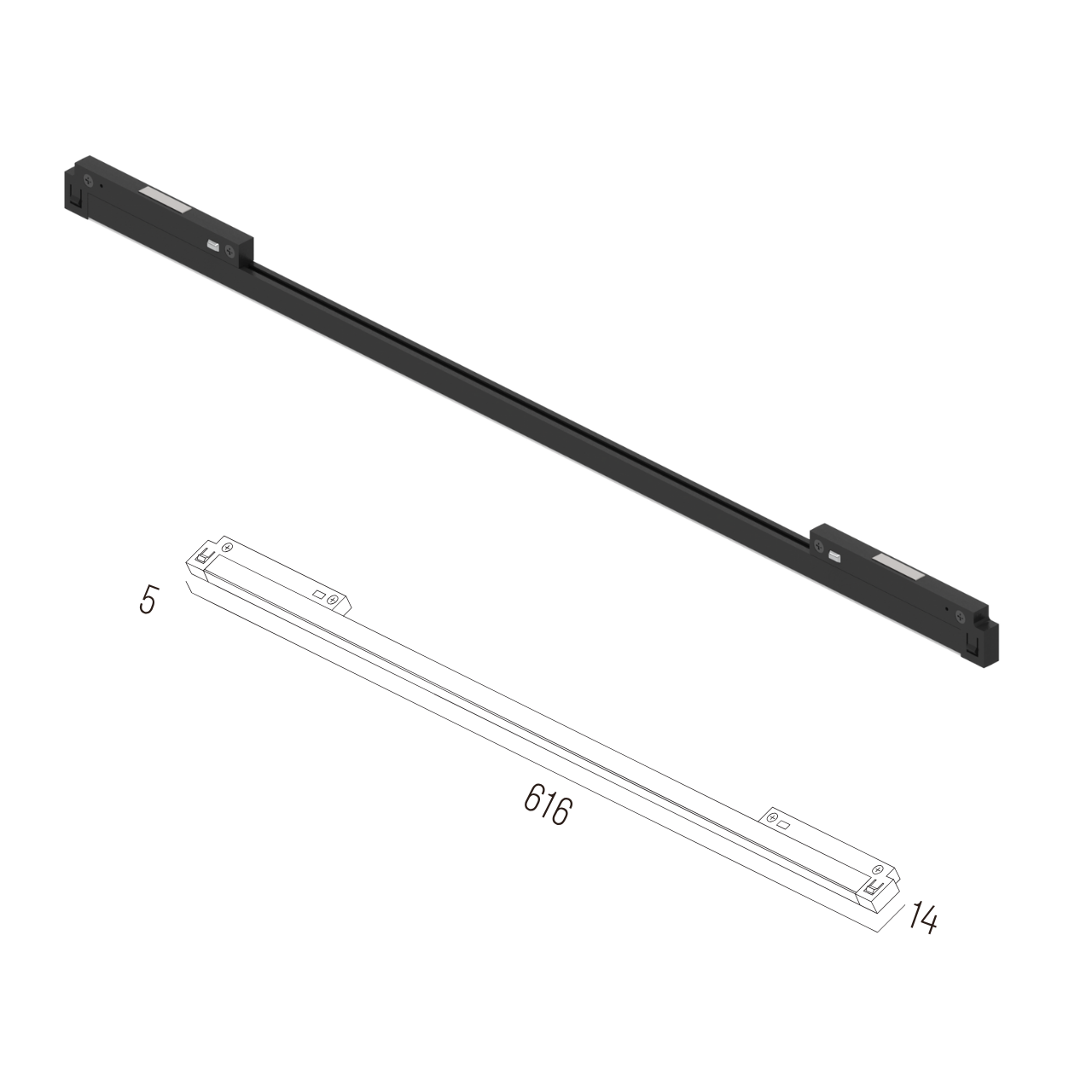 Світильник магнітний трековий MERALLI LINE616 18W 3000K/6000K регульована WIFI 2,4G TUYA Чорний (TRVB0L616) - фото 2