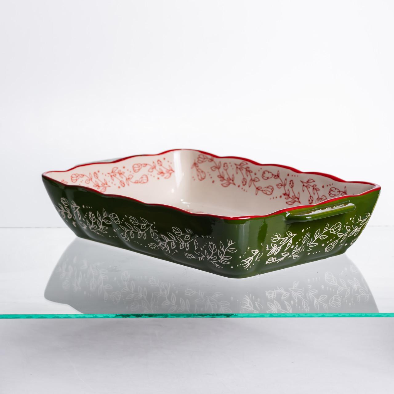 Форма для запікання Vintage прямокутна з ручками 33х21х5.5 см Зелений (HM05-11) - фото 2 Форма для запікання Vintage прямокутна з ручками 33х21х5.5 см Зелений (HM05-11) - фото 2