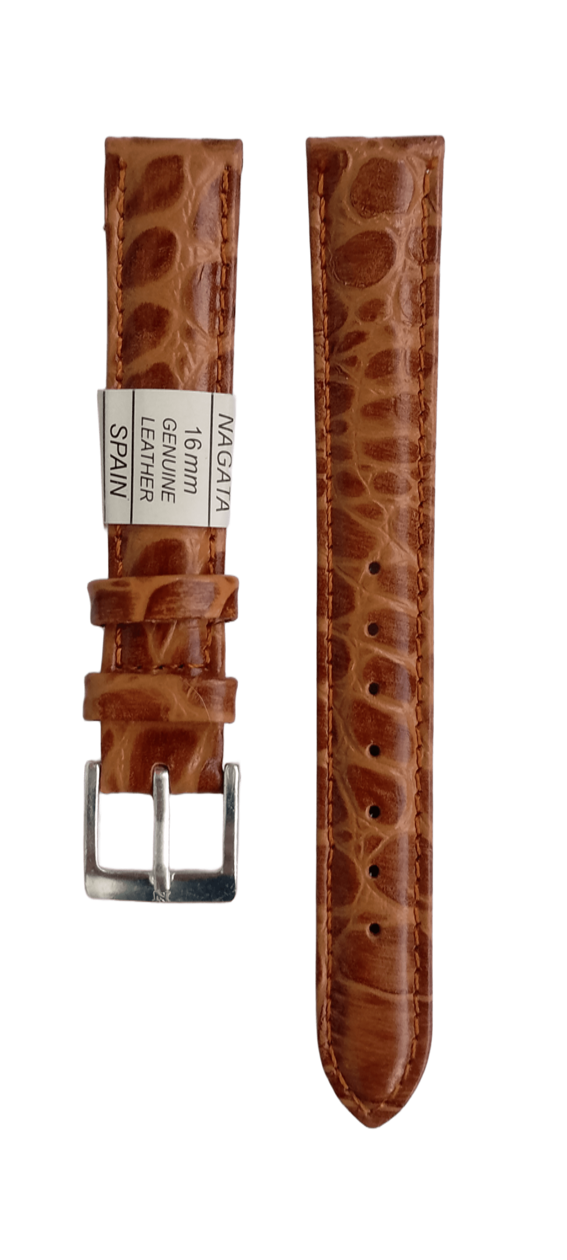 Ремешок для часов кожаный крокодил 16х170 мм Светло-коричневый (2459)