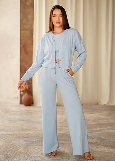 Комплект домашний женский жакет и брюки Komilfo Amanda 2251-3229 2XL Голубой (24042) Комплект домашний женский жакет и брюки Komilfo Amanda 2251-3229 2XL Голубой (24042)