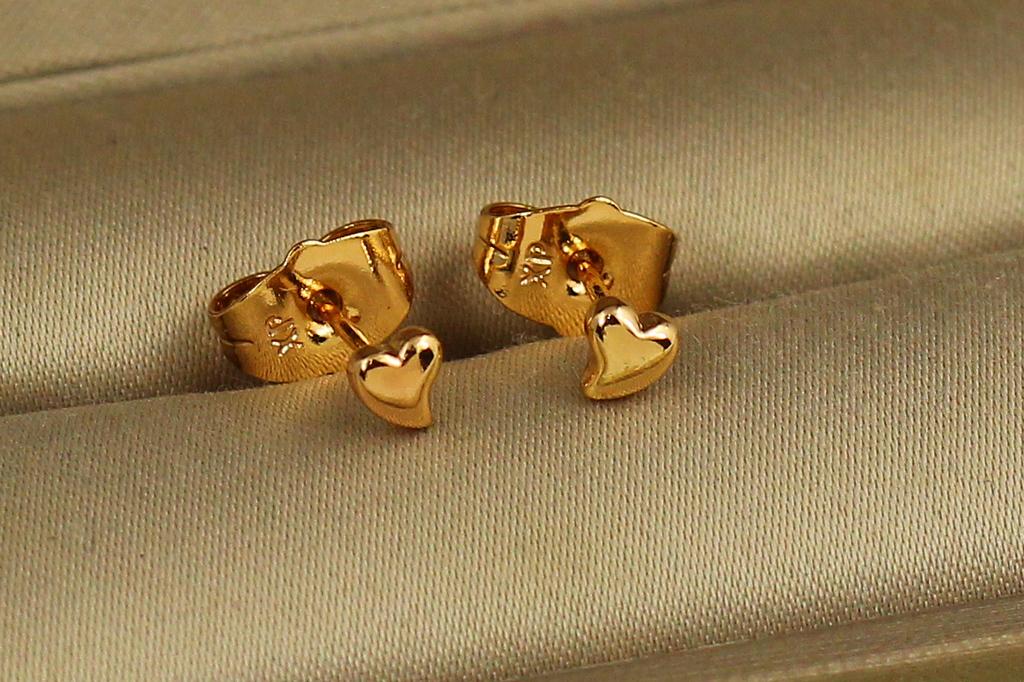 Сережки гвоздики Xuping Jewelry Гладкі серця 4 мм Золотистий (35744990)