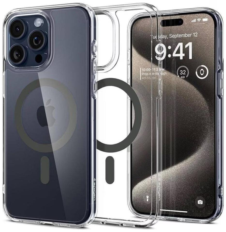Чехол противоударный Spigen Ultra Hybrid MagFit MagSafe для Iphone 16 Pro 6,3" ACS08130 Прозрачный/Графит