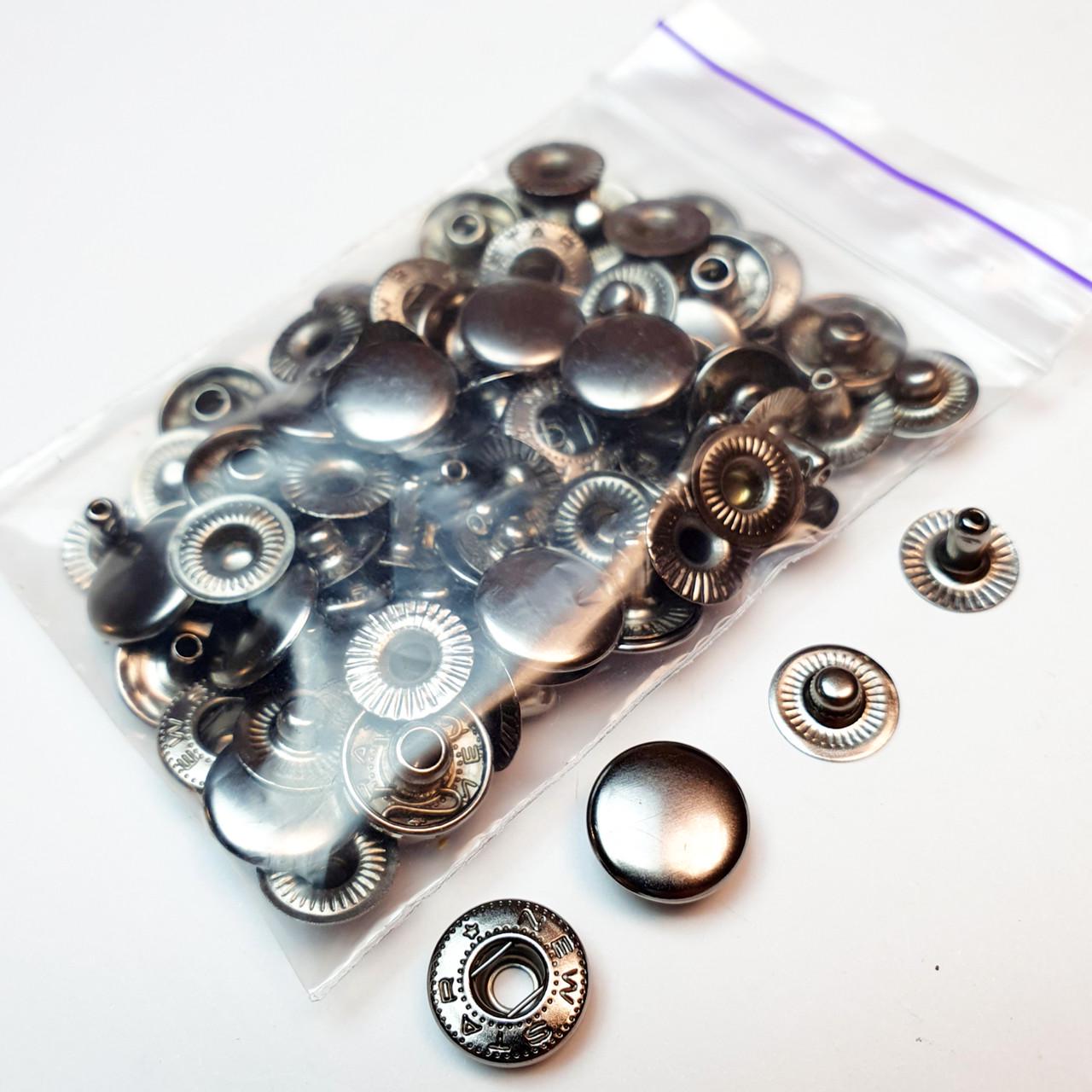 Кнопка металева Strong Alfa 12,5 мм 20 шт. Чорний нікель