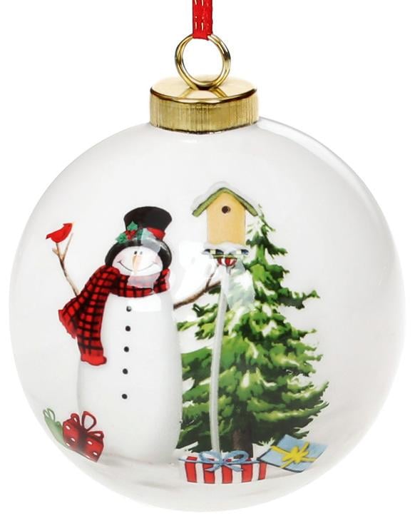 Набор керамических шаров С Новым годом Снеговик 4 шт. 8,2х8х9,7 см Набор керамических шаров С Новым годом Снеговик 4 шт. 8,2х8х9,7 см