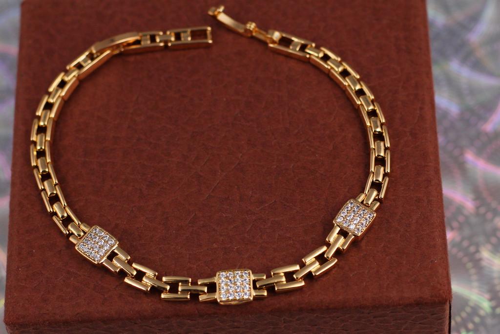 Браслет Xuping Jewelry Квадрати 19 см 6 мм Золотистий (1855109792)