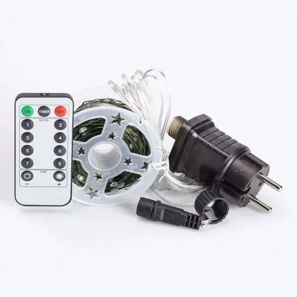 Гирлянда Роса нить с пультом 500 LED 50 м от сети зеленый провод Белый - фото 12