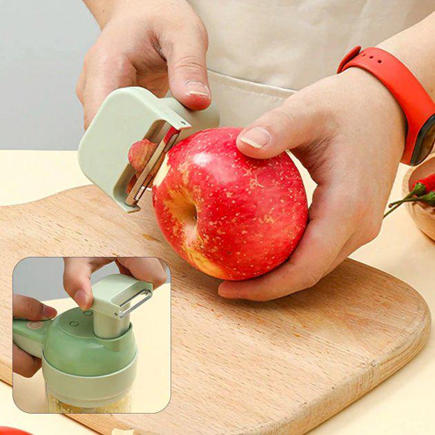 Подрібнювач для овочів ручний Food Chopper електрична 4в1 - фото 5