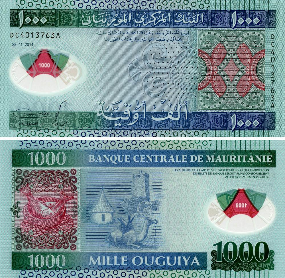 Коллекционная банкнота Мавритания 1000 угий 2014 полимер UNC Верблюд Рыба (Б18134) Коллекционная банкнота Мавритания 1000 угий 2014 полимер UNC Верблюд Рыба (Б18134)