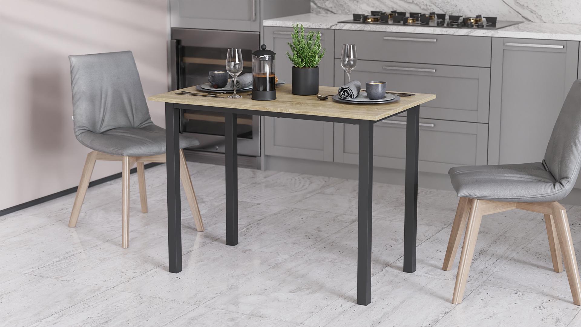 Стол универсальный Ferrum-decor Knap металл/ДСП 16 мм 750x1200x600 мм Черный/Дуб Сонома (FRD-106349)