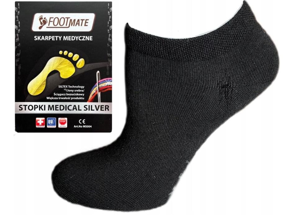 Шкарпетки діабетичні зі сріблом Footmate Medical Silver низькі XL р. 45/46 Чорний (MS004_4546)