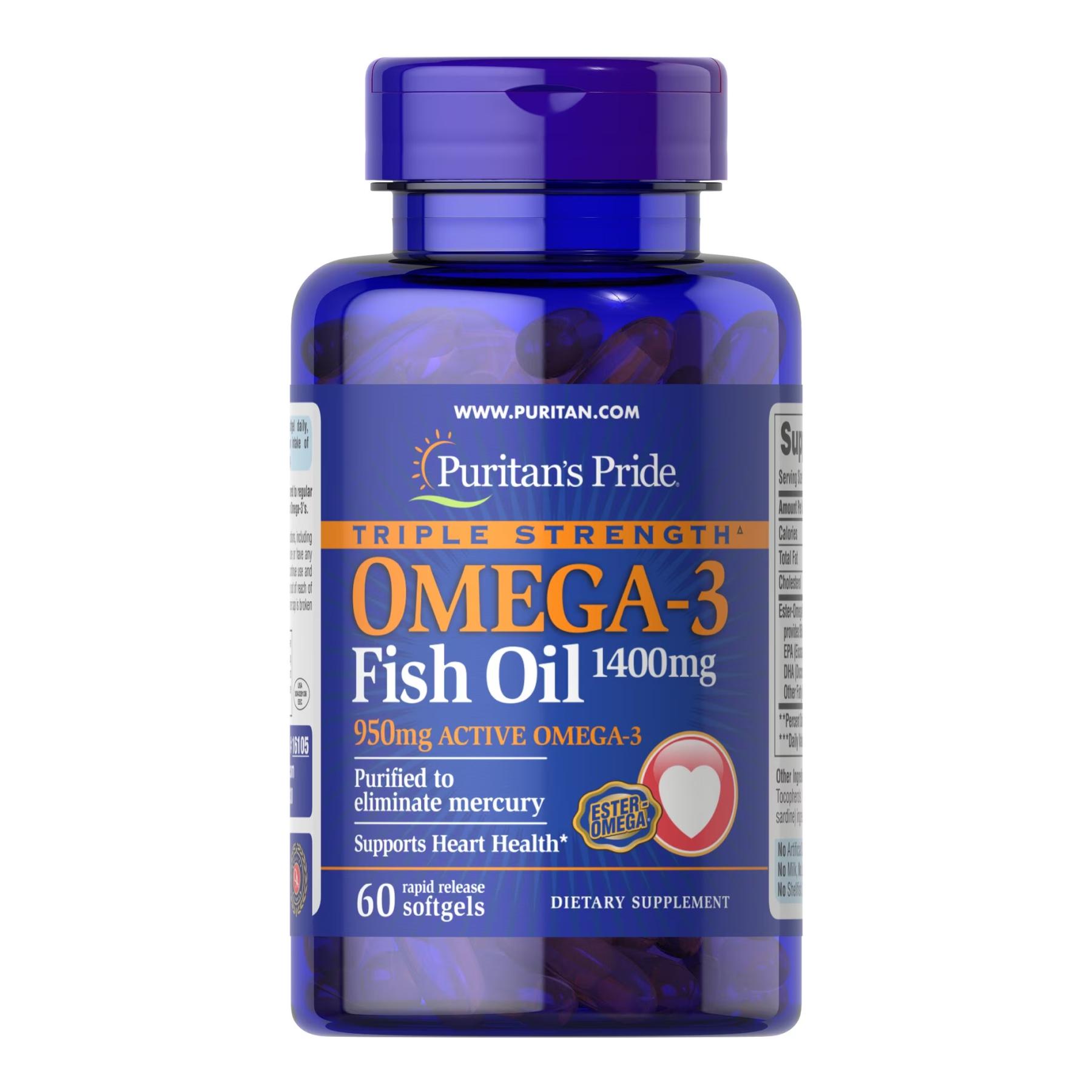 Добавка Triple Strength Omega-3 Fish Oil 1400 mg 60 softgels (100-74-4903484-20)