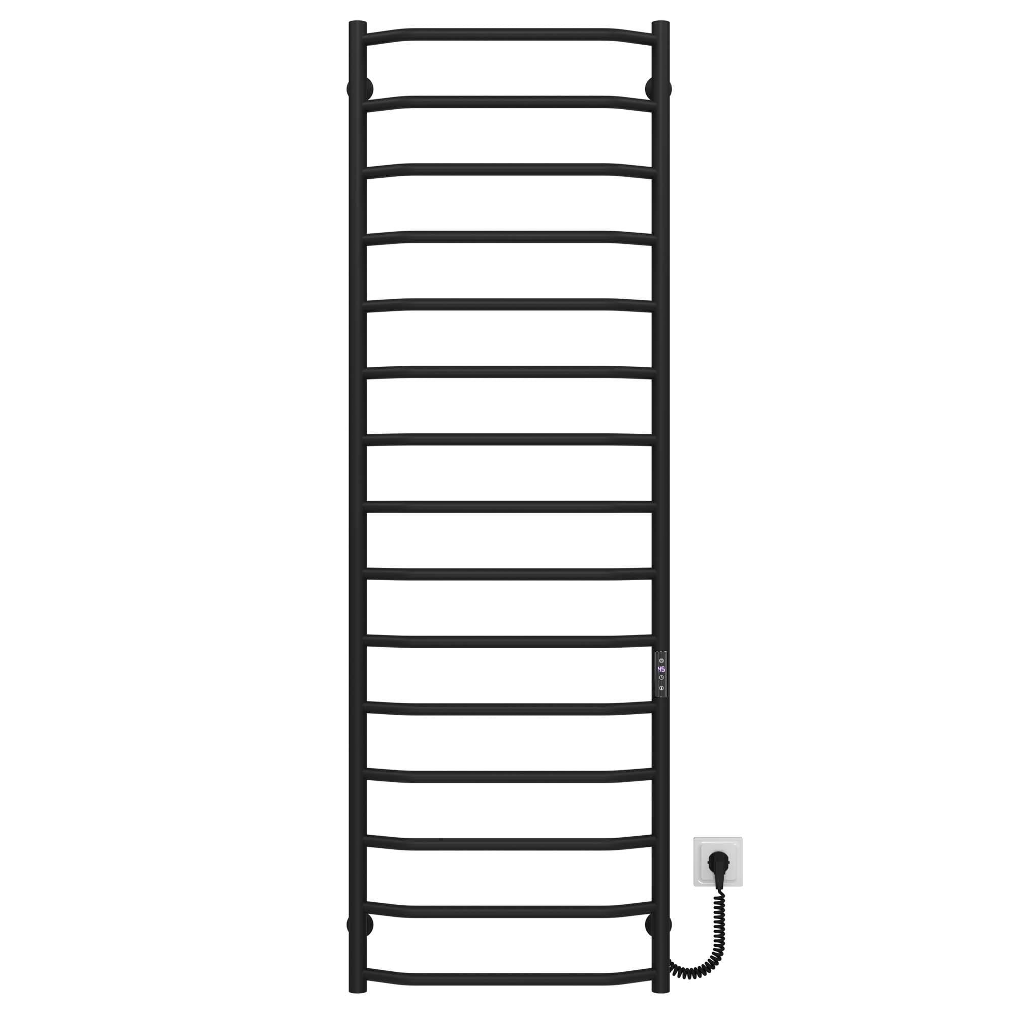 Рушникосушарка електрична Deffi Трапеція П15 JD03 праве підключення нержавіюча сталь 500x1600 мм Чорний (C.TR.160.50.15.E.B.R.1)