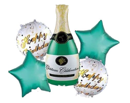 Набор воздушных шаров фольгированных Бутылка шампанского 5 шт. (2990508953)