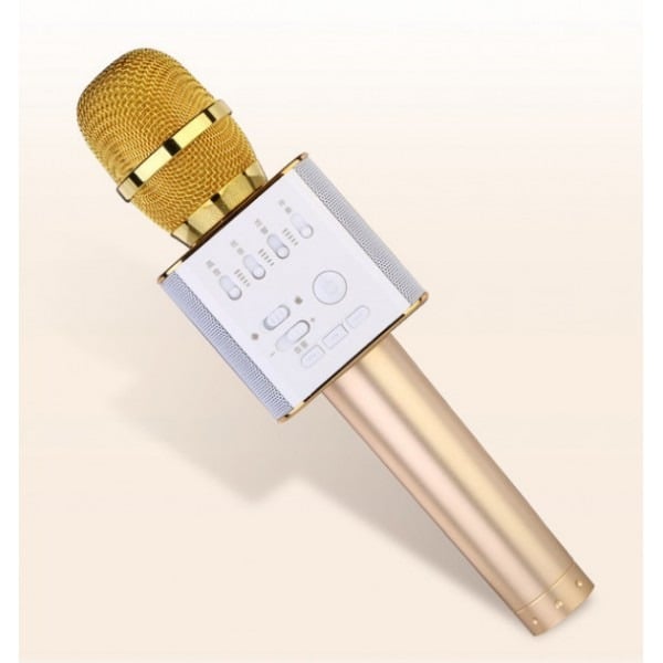 Бездротовий портативний караоке Bluetooth мікрофон Jual Mic Q9 з чохлом Gold / Pink - фото 4