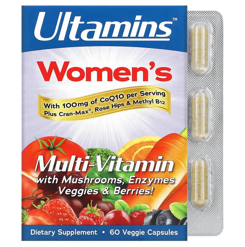 Витамины Ultamins Women's Multivitamin with CoQ10 Mushrooms Enzymes Veggies&Berries 60 капсул (ULM-01272)