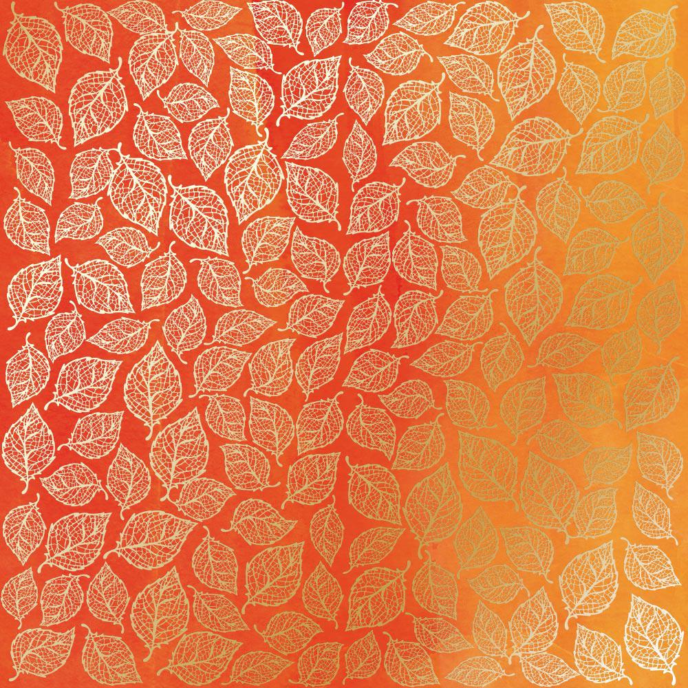 Лист бумаги односторонний Golden Leaves mini с фольгированием 30,5х30,5 см Yellow/Orange/Aquarelle