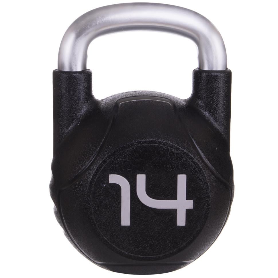 Гиря суцільна Zelart TA-2681-14 з поліуретановим покриттям і хромованою ручкою 14 кг (MD2220-14)