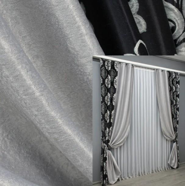 Комплект штор блекаут/софт 1,4х2,7 м 2 шт. Черный/Светло-серый (014дк/1273шА-981ш) - фото 5 Комплект штор блекаут/софт 1,4х2,7 м 2 шт. Черный/Светло-серый (014дк/1273шА-981ш) - фото 5