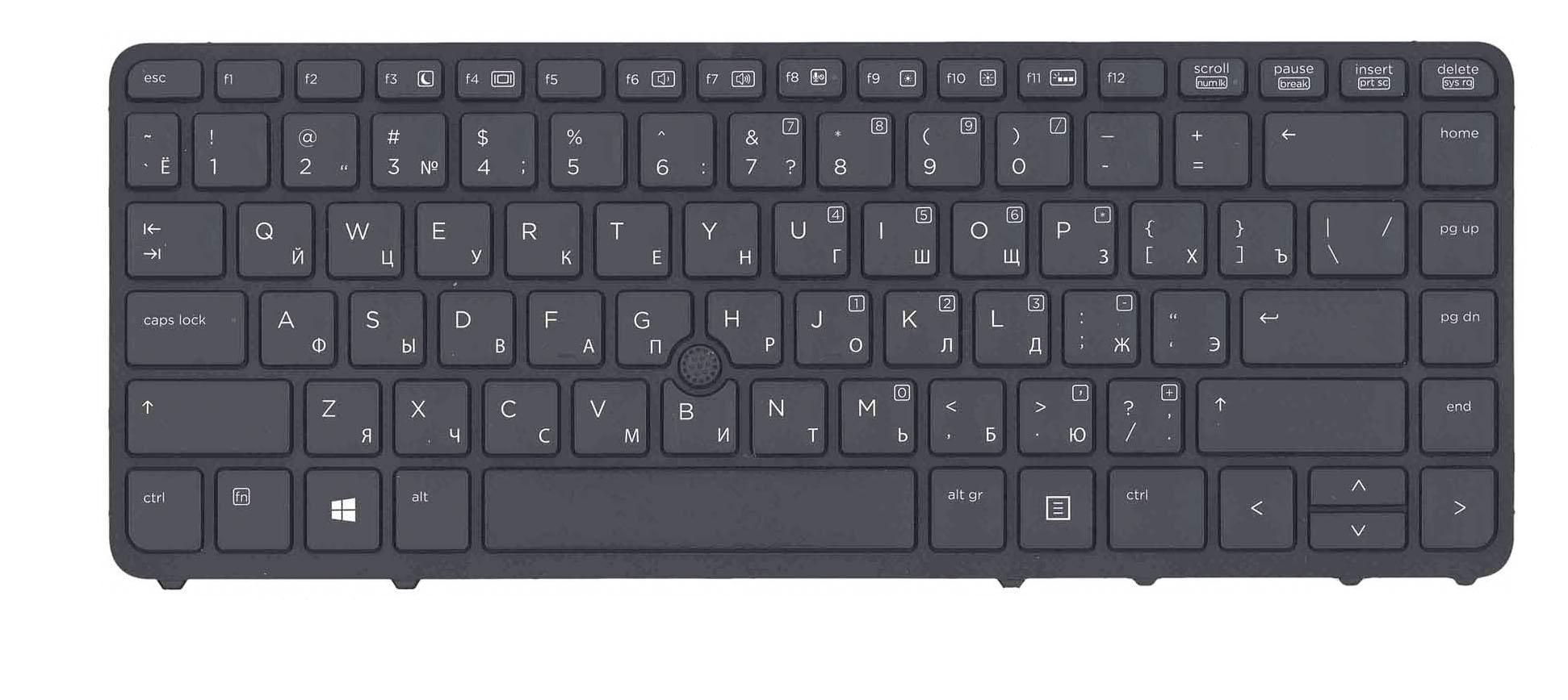 Клавиатура для ноутбука HP EliteBook 840 с подсветкой Light Black с указателем Point Stick Black Frame